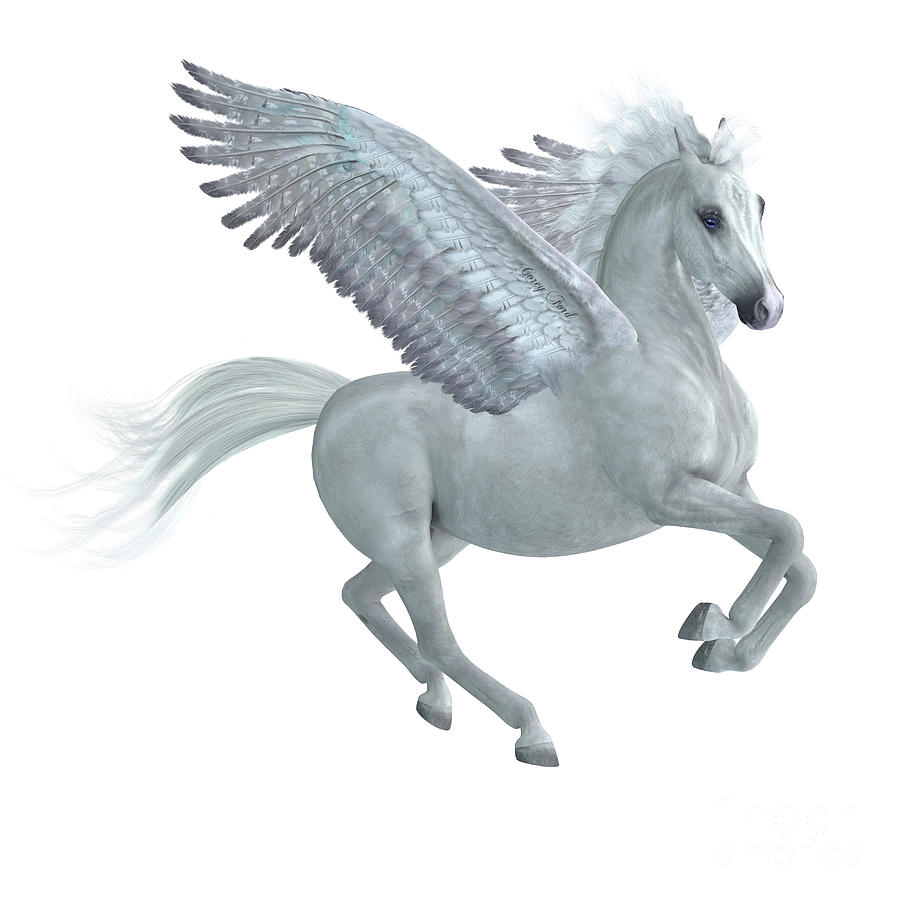 Greek Digital Art - Pegasus Taking Off by Corey Ford
