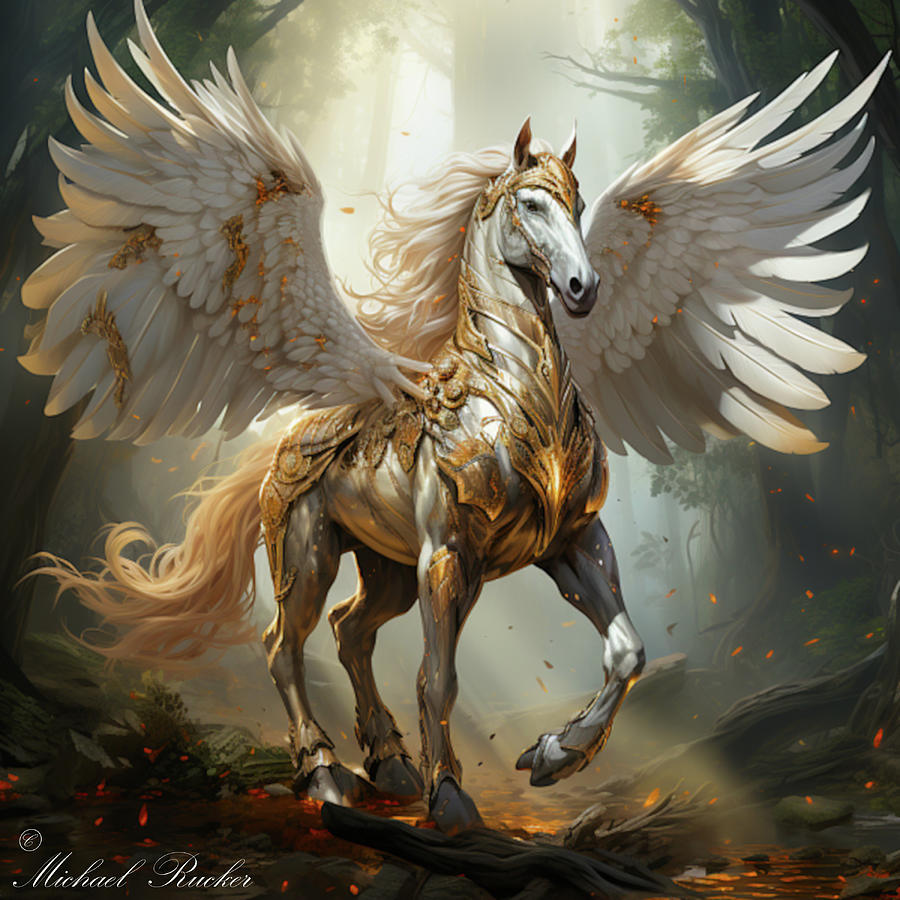 Pegasus the Flying Horse Digital Art by Michael Rucker