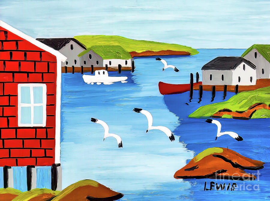 Peggys Cove by Maud Lewis Painting by Maud Lewis