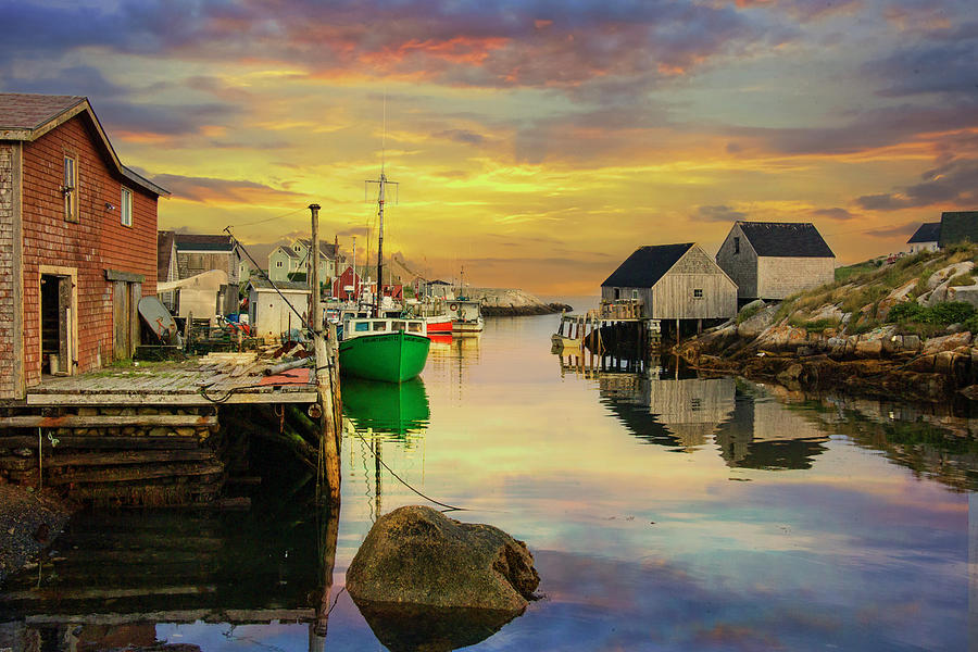 Peggys Cove Harbor at Sunset in Nova Scotia Canada Photograph by Randall Nyhof