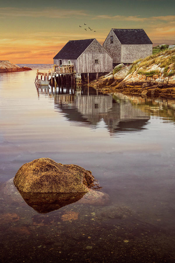 Peggys Cove Harbor At Sunset In Nova Scotia Photograph