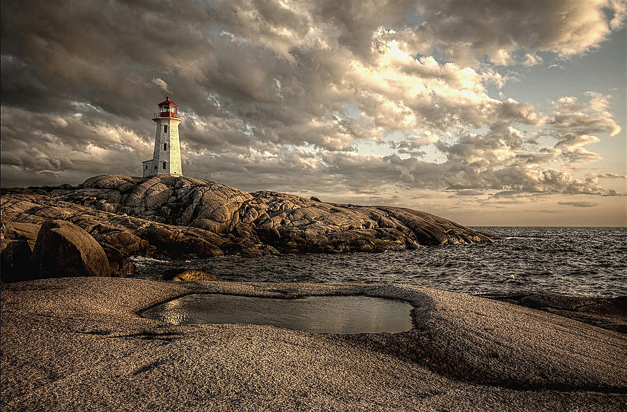 Peggys Cove Lighthouse at Sunset Photograph by Daniel Haug