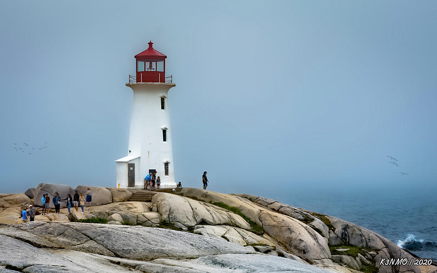 Peggys Cove Lighthouse on a Foggy Summer s Day Photograph by Ken Morris