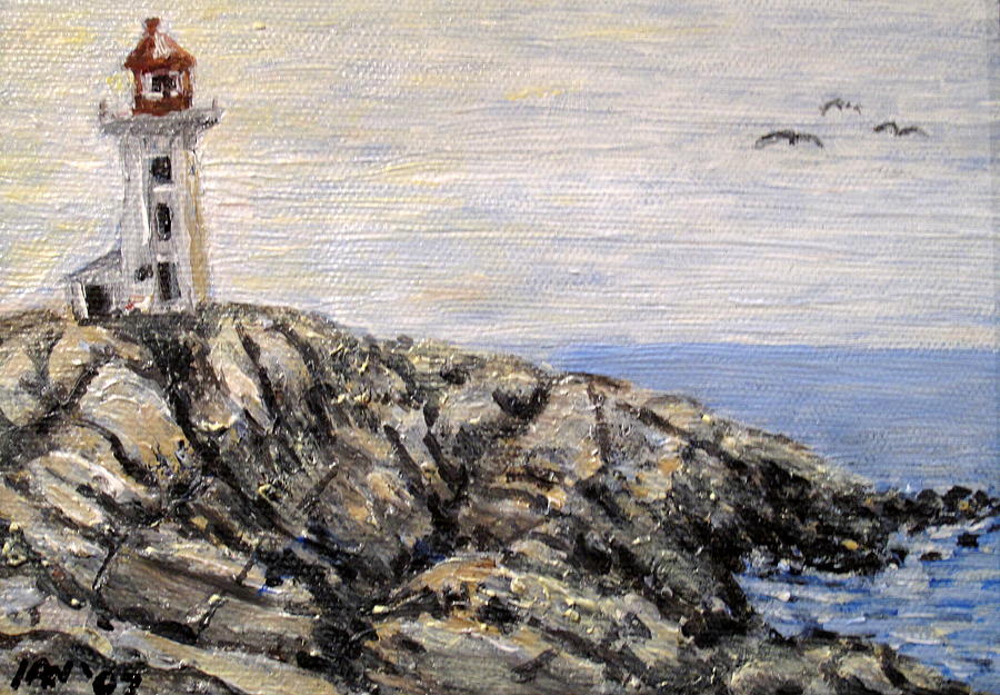 Peggys Cove Nova Scotia Lighthouse Painting by Ian  MacDonald