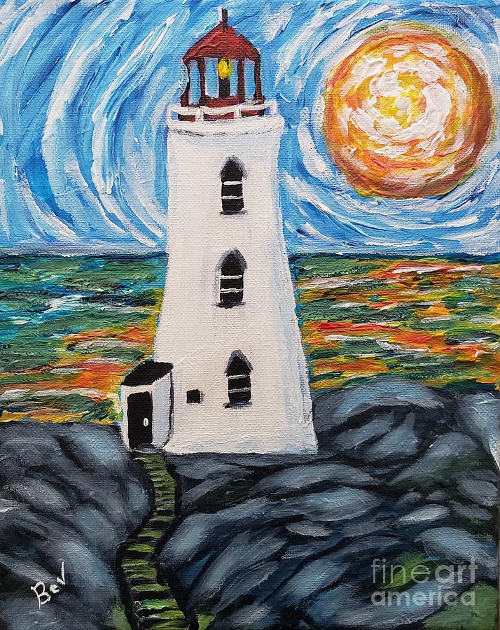 Lighthouse Painting - Peggys Cove NS by Beverly Livingstone
