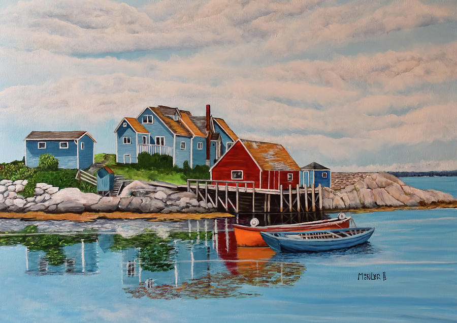 Peggys Cove Village Painting by Marilyn McNish
