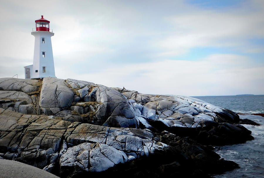 Lighthouse Photograph - Peggys Cove winter by Karen Cook