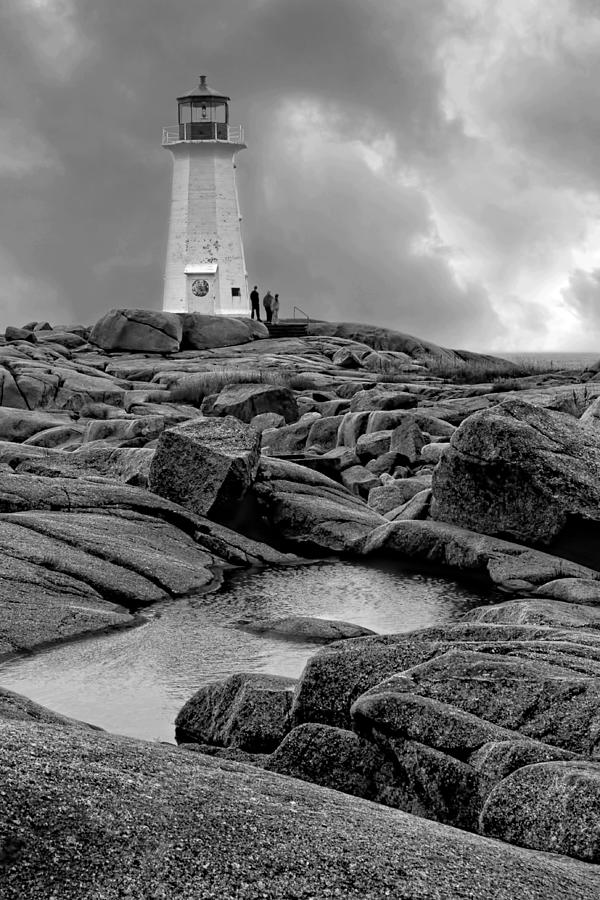 Peggys Point Lighthouse - Black and White Photograph by Nikolyn McDonald