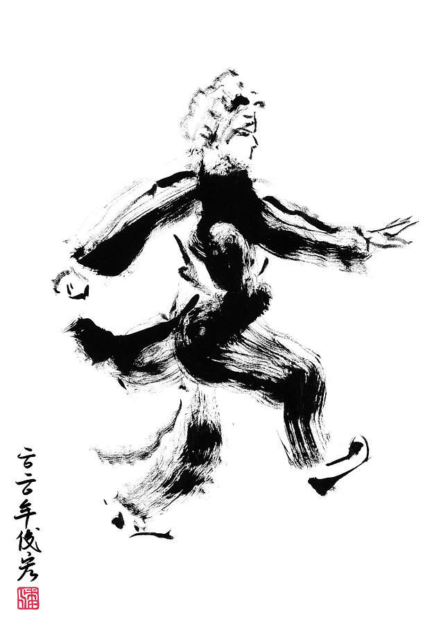 Peking Opera dancer actor-1- Arttopan Zen Freehand Chinese painting-Buddhist mood Drawing by Artto Pan