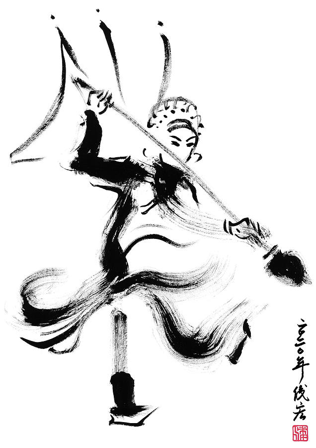 Peking Opera dancer actor-2- Arttopan Zen Freehand Chinese painting-Buddhist mood Drawing by Artto Pan