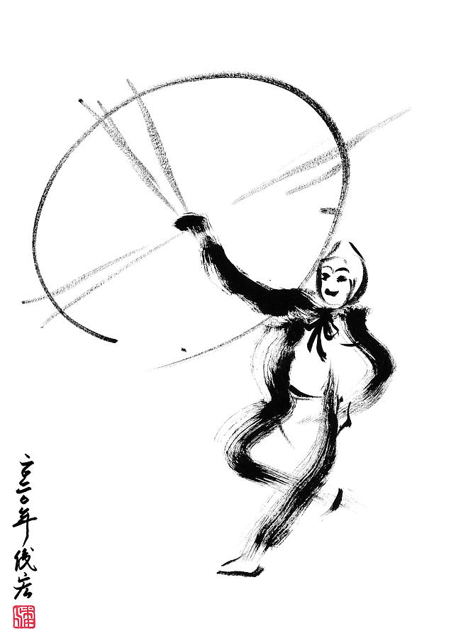 Peking Opera dancer actor-5- Arttopan Zen Freehand Chinese painting-Buddhist mood Drawing by Artto Pan