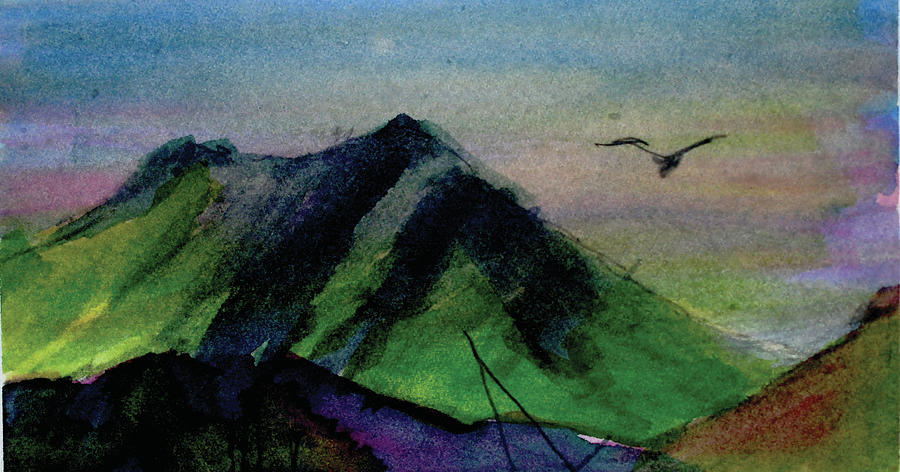 Pelican And Mount Tam Painting by Donna Crosby