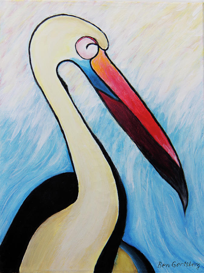 Pelican And The Sea 4 Painting by Ben and Raisa Gertsberg