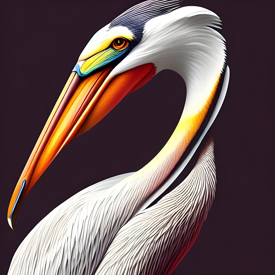 Pelican Digital Art by April Cook