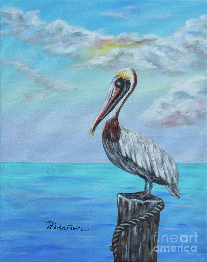 Pelican by the bay Painting by Deborah Klubertanz - Fine Art America