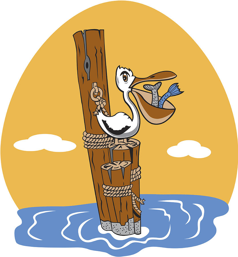 Pelican Catching Fish Drawing by Clipartdotcom