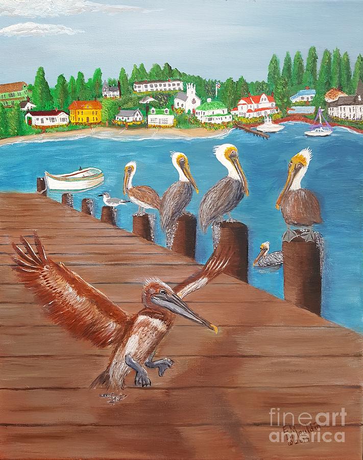 Pelican Haven Painting by Elizabeth Mauldin