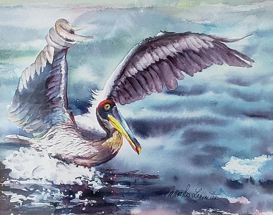 Pelican Landing Painting by Martha Lancaster