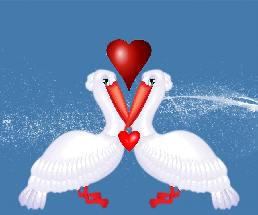 Water Bird Mixed Media - Pelican Love by Belinda Threeths Water Bird Mixed Media - Pelican Love by Belinda Threeths
