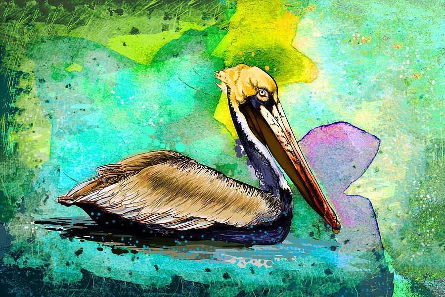 Pelican Madness Painting by Miki De Goodaboom