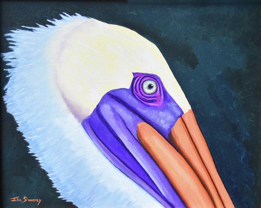 Pelican Portrait Painting by John Sweeney