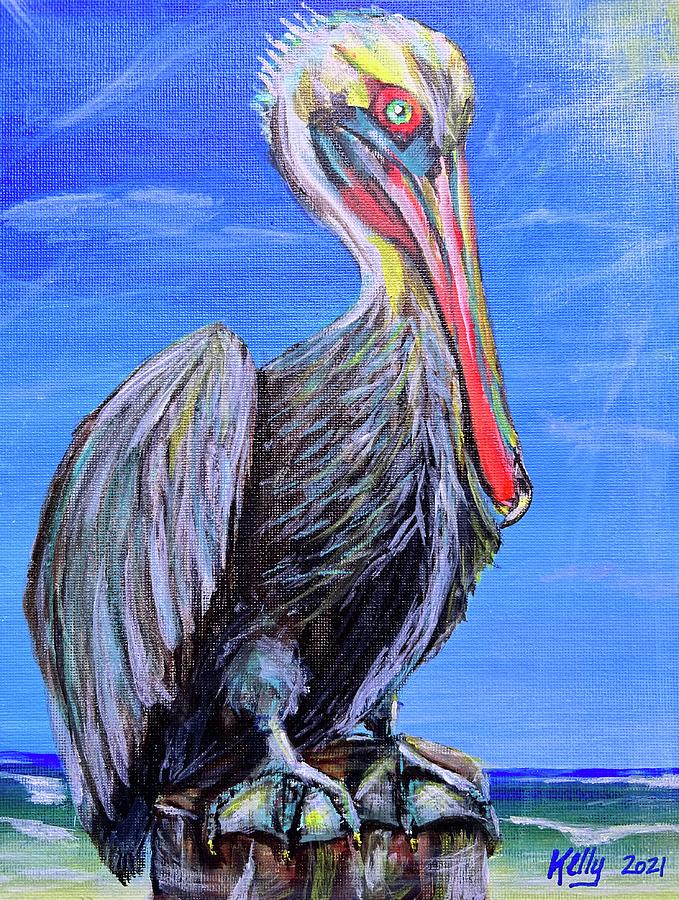 Pelican Post Painting by Kelly Smith