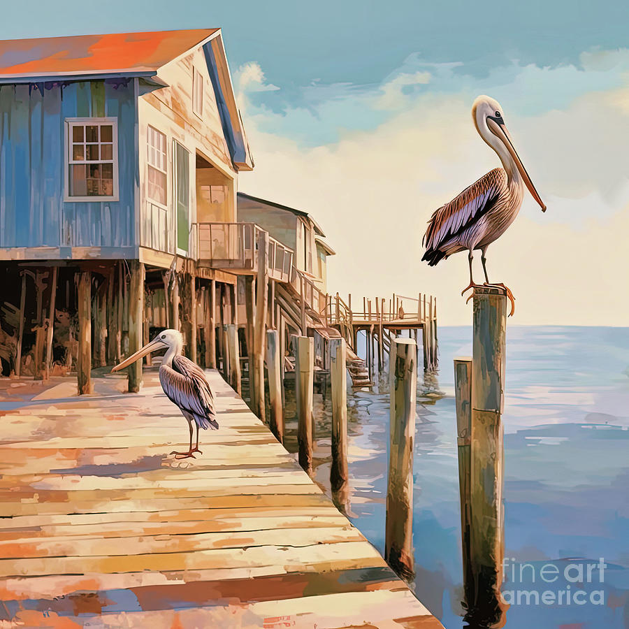 Pelican resting Spot Digital Art by Elaine Manley - Fine Art America