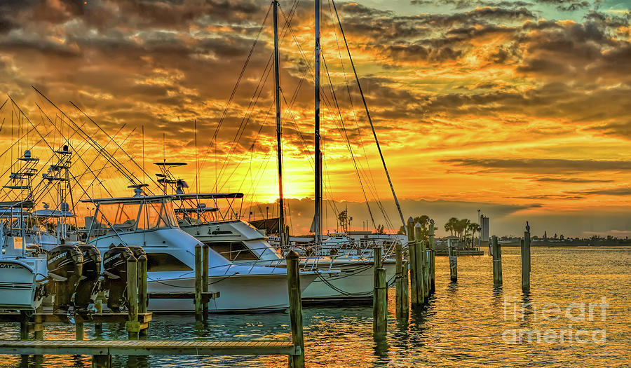 Pelican Yacht Club Sunset in Fort Pierce Florida Photograph by Olga Hamilton