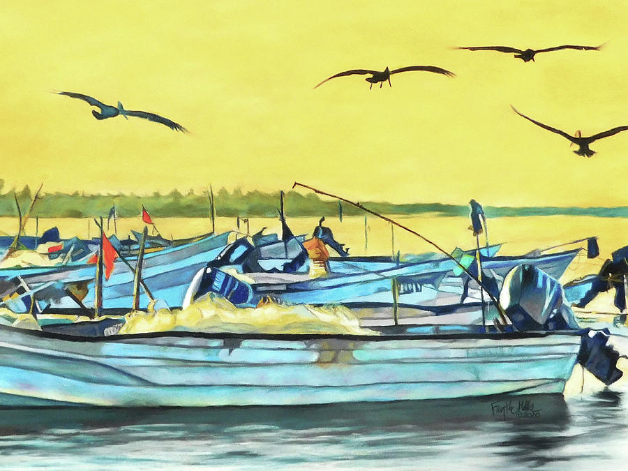 Pelicanos Drawing by Faythe Mills