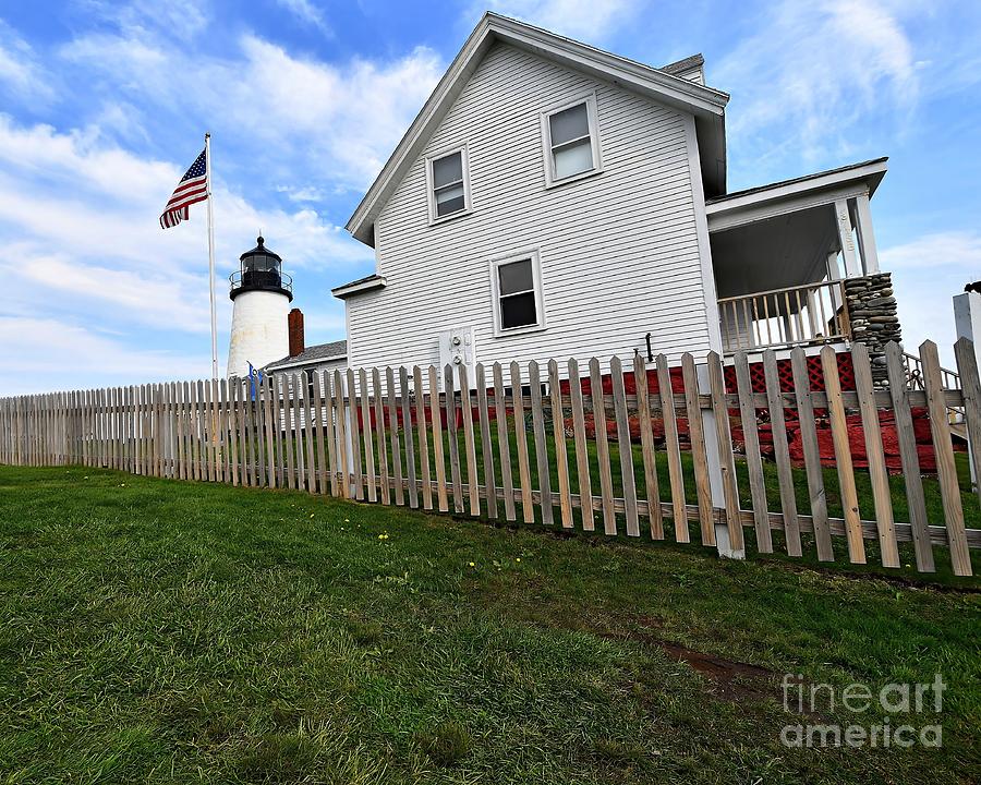 Pemaquid Point Light Flying Old Glory Photograph by Steve Brown