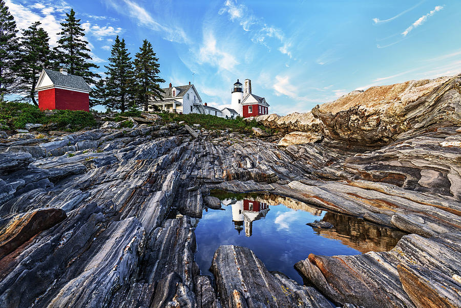 Pemaquid Point Lighthouse in Reflection Photograph by Andy Crawford