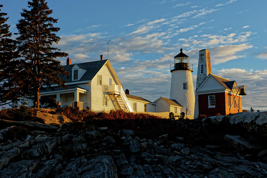 Pemaquid Point Lighthouse Sunrise Closeup Photograph by Doolittle Photography and Art