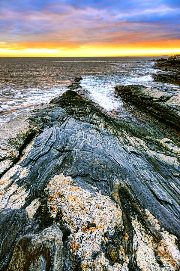 Pemaquid Point Rocks After Sunset Photograph by Olivier Le Queinec