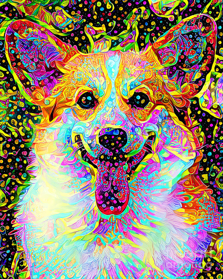 Animal Photograph - Pembroke Welsh Corgi in Vibrant Whimsical Colors 20210118 by Wingsdomain Art and Photography