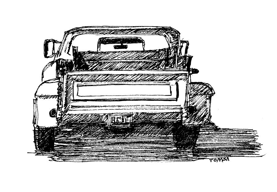  Pickup Truck Pen and Ink Drawing by Bill Tomsa