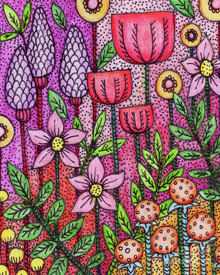 Pen and Ink Watercolor Floral 16 Painting by Amy E Fraser