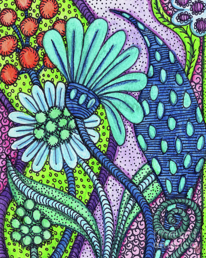 Pen and Ink Watercolor Floral 18 Painting by Amy E Fraser