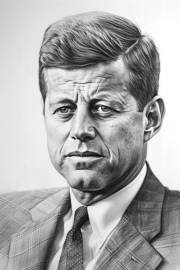 Pencil Drawing John F. Kennedy Digital Art