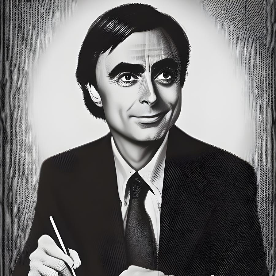 Pencil portrait of Carl Sagan Digital Art by Brandway - Fine Art America