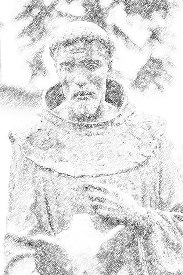 pencil sketch of Saint Francis Photograph by Vivida Photo PC