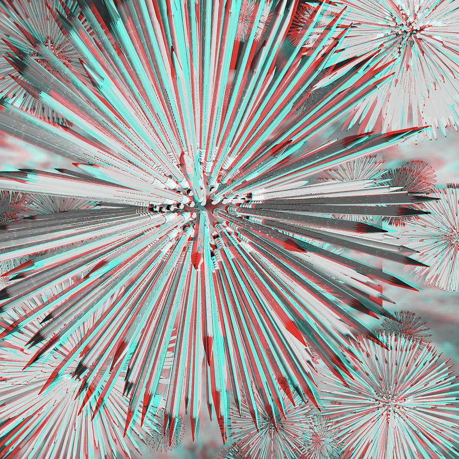 Pencil Urchins 3D Anaglyph Digital Art by Peter J Sucy