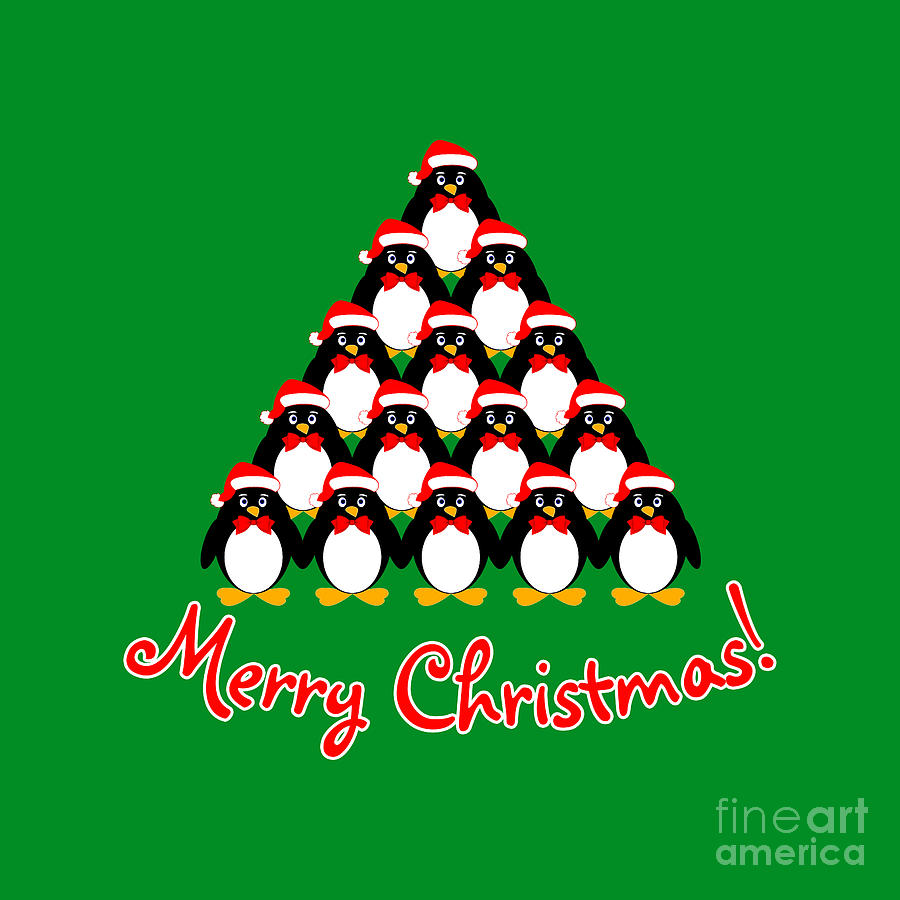 Penguin Digital Art - Penguin Christmas Tree by Two Hivelys