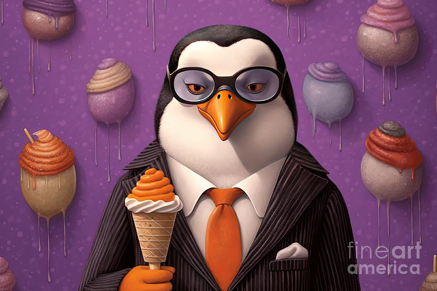 Penguin Painting - Penguin Ice Cream by N Akkash