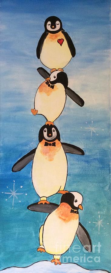 Penguin Painting - Penguin Love by Deb Magelssen