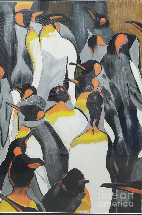Animal Mixed Media - Penguin Party by LeVetta Nealy-Davis
