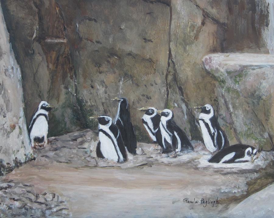 Penguin Party Painting by Paula Pagliughi
