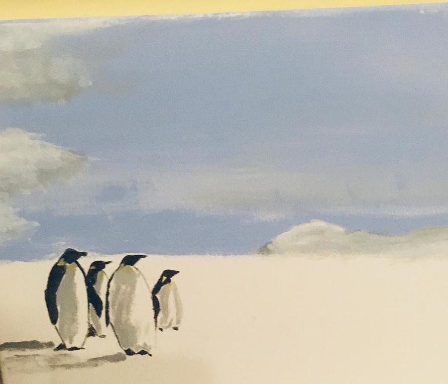 Penguins Painting by Audrey Pollitt