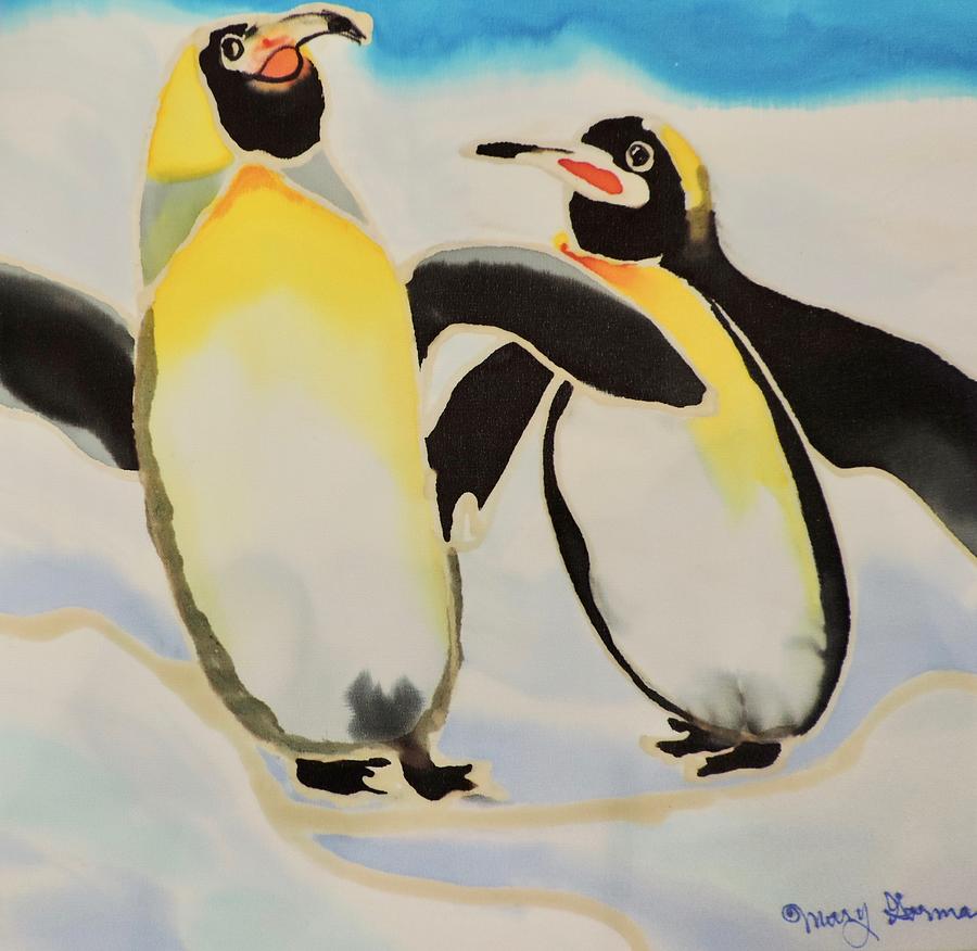 Penguins Painting by Mary Gorman