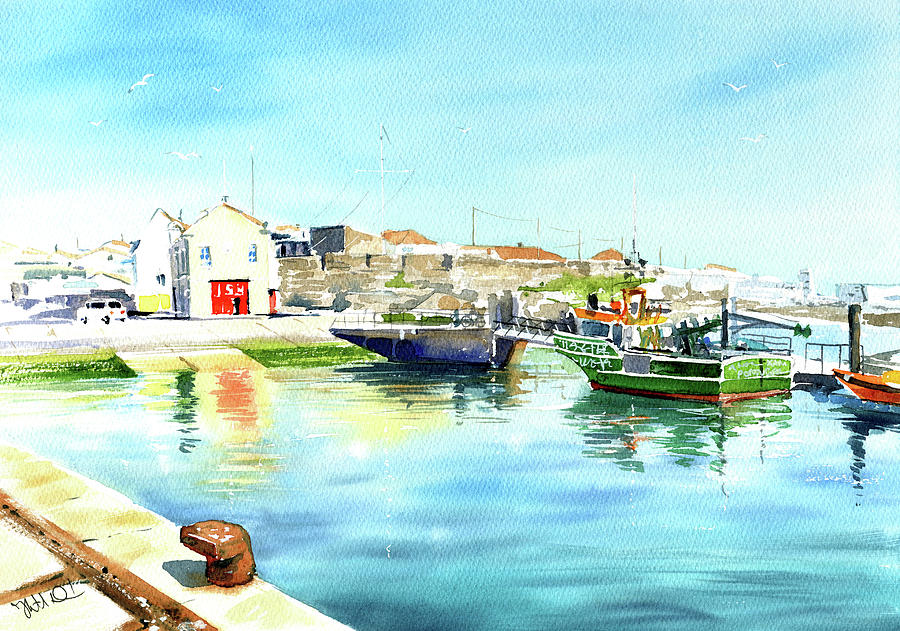 Peniche Marina in Portugal Painting by Dora Hathazi Mendes