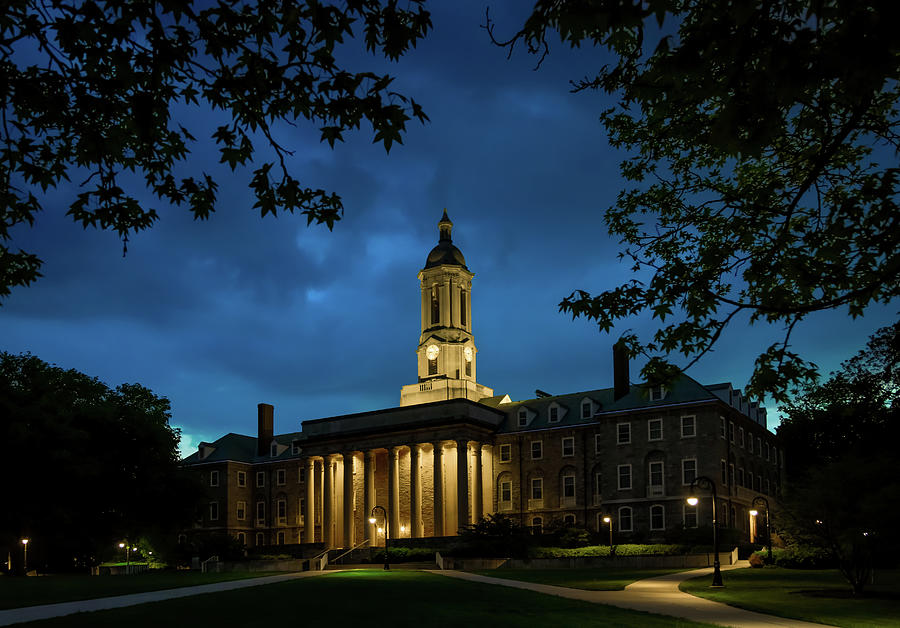 Penn State Old Main in summer, night Photograph by William Ames - Fine ...